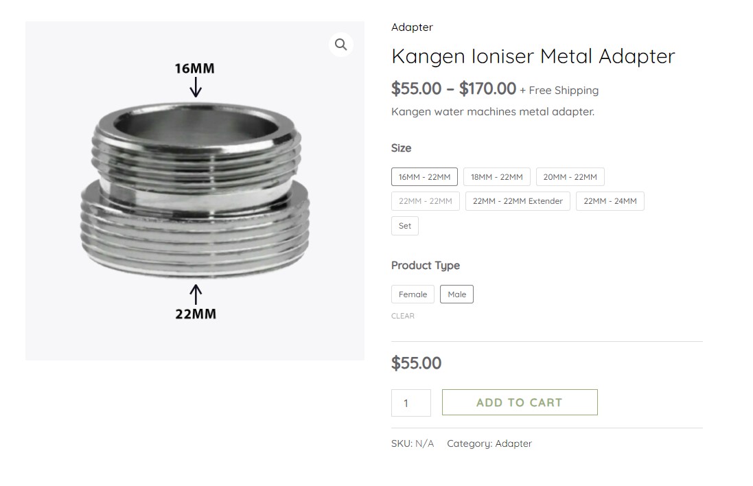 Kangen Water Metal Tap Adapter Kangen Water Metal Tap Adapter