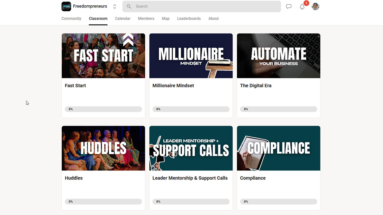 Snapshot of the FREE Freedompreneurs SKOOL website